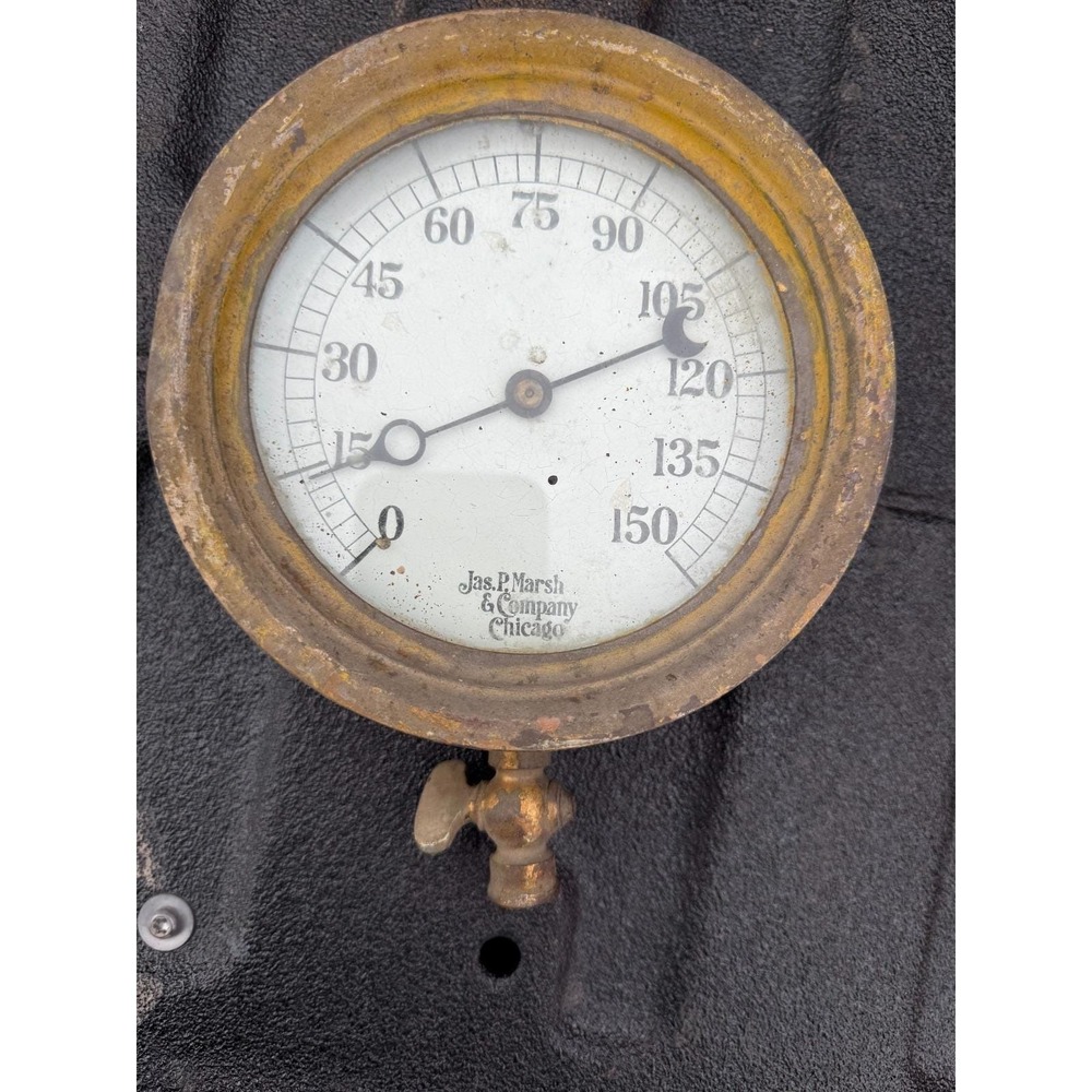 Antique Jas P Marsh Chicago Pressure‎ Gauge 0–150 PSI Steam Industrial Valve